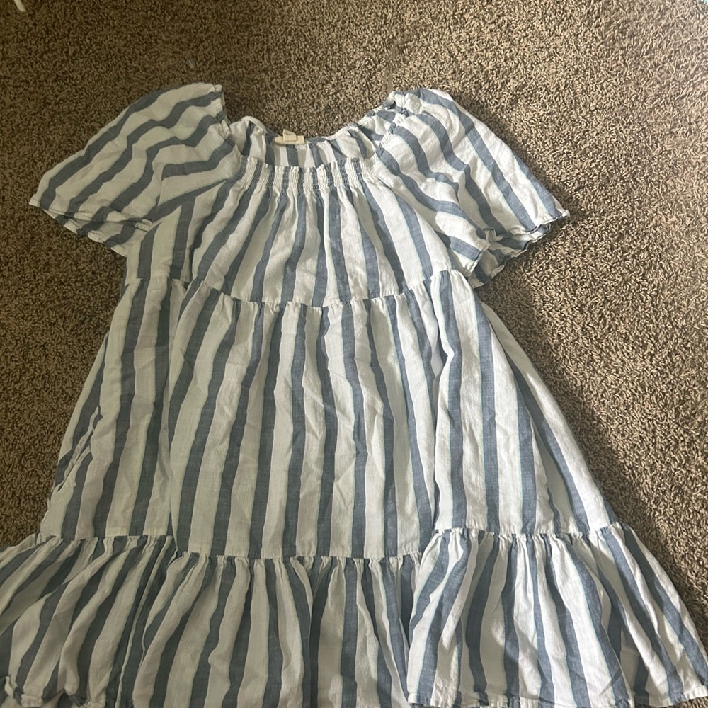 a.n.a Blue and White Striped Dress